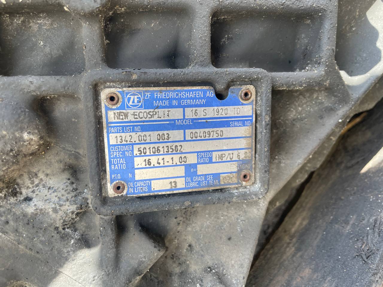 Gebrauchtes Getriebe 16 S 1920 Typenschild