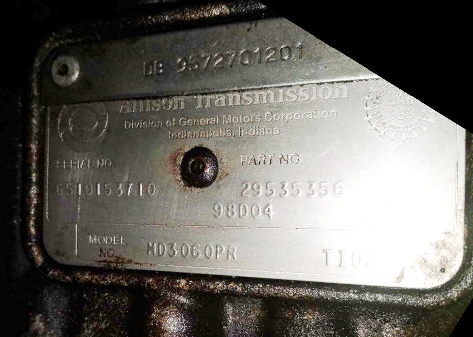 Gebrauchtes Getriebe Allison MD 3060 Typenschild